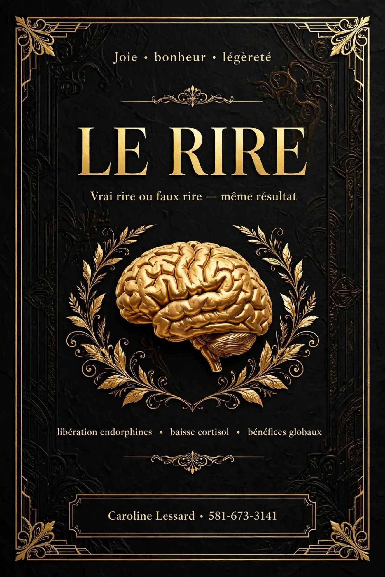 Affiche LE RIRE avec un cerveau doré